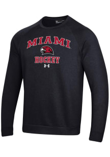 Under Armour Miami RedHawks Mens Black Hockey Rival Long Sleeve Crew Sweatshirt