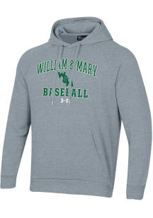 Under Armour William & Mary Tribe Mens Grey Baseball Rival Long Sleeve Hoodie