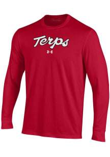Under Armour Maryland Terrapins Red Performance Long Sleeve T Shirt