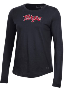 Under Armour Maryland Terrapins Womens Black Performance LS Tee