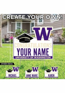 Washington Huskies Personalized Congratulations Grad Yard Sign - White