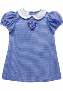 Vive La Fete Georgia State Panthers Toddler Girls Blue Gingham Collar Short Sleeve Dress