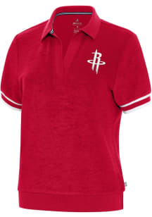 Antigua Houston Rockets Womens Red Favorite Short Sleeve Polo Shirt