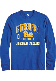 Jordan Fields Pitt Panthers Blue Football NIL Arch Logo Long Sleeve Player T Shirt