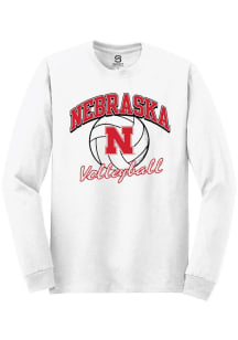 Summit Sportswear Nebraska Cornhuskers White Number One Volleyball Long Sleeve T Shirt