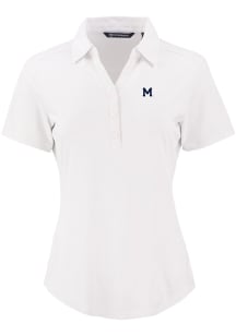 Cutter and Buck Michigan Wolverines Womens White Vault Forge Eco Polo Short Sleeve Polo Shirt