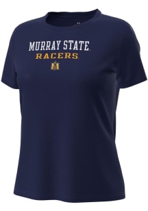 Under Armour Murray State Racers Womens Navy Blue Stacked over logo Tech Stretch Short Sleeve T-Sh..