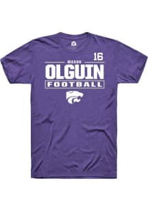 Mason Olguin  K-State Wildcats Purple Rally Football NIL Stacked Box Short Sleeve T Shirt