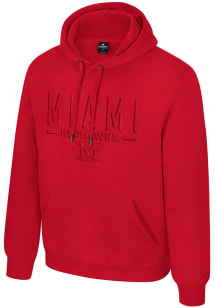 Colosseum Miami RedHawks Mens Red Mikey Tonal Long Sleeve Hoodie
