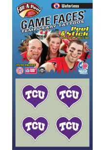 TCU Horned Frogs Heart 4 Pack Tattoo