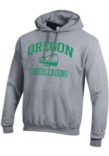 Champion Oregon Ducks Mens Grey Cheerleading Icon Powerblend Long Sleeve Hoodie