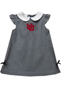 Vive La Fete Utah Utes Toddler Girls Black Gingham Short Sleeve Dress