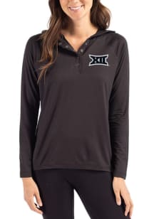 Cutter and Buck Big 12 Womens Black Coastline Eco Hooded Sweatshirt