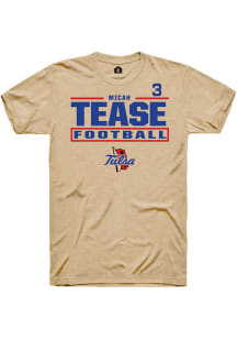 Micah Tease Tulsa Golden Hurricane Brown Football NIL Stacked Box Short Sleeve Player T Shirt