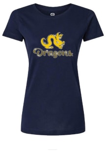 Summit Sportswear Drexel Dragons Womens Navy Blue Rhinestone and Glitter Short Sleeve T-Shirt