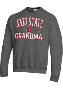 Champion Ohio State Buckeyes Mens Charcoal Est. Date Grandma Powerblend Long Sleeve Crew Sweatshir..