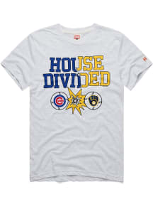 Homage Milwaukee Brewers Ash House Divided Chicago Cubs vs Milwaukee Brewers Short Sleeve Fashion..