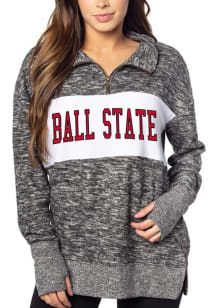 Ball State Cardinals Womens Black Cozy Graphic Qtr Zip