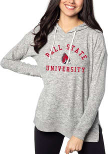 Ball State Cardinals Womens Grey Tunic Hooded Sweatshirt