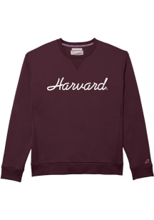 League Harvard Crimson Mens Maroon Harvard Script Long Sleeve Crew Sweatshirt