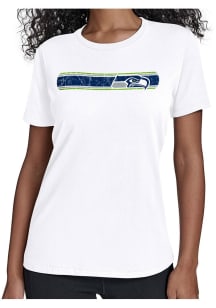 Starter Seattle Seahawks Womens White Team Stripe Retro Short Sleeve T-Shirt