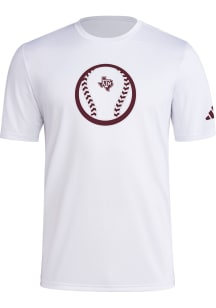 Adidas Texas A&M Aggies White Locker Baseball Icon Short Sleeve T Shirt