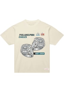 Mitchell and Ness Philadelphia Eagles White Super Bowl Rings Short Sleeve Fashion T Shirt
