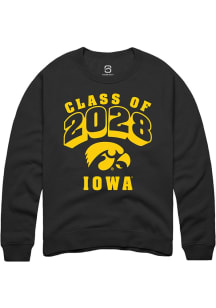 Summit Sportswear Iowa Hawkeyes Mens Black Class of 2028 Long Sleeve Crew Sweatshirt