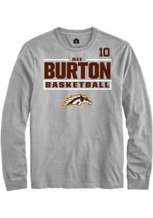 Max Burton Western Michigan Broncos Grey NIL Stacked Box Long Sleeve Player T Shirt