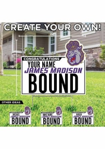 James Madison Dukes Personalized School Bound Yard Sign - White