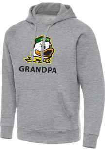 Antigua Oregon Ducks Mens Grey Heather Grandpa  Victory Long Sleeve Hoodie