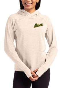 Cutter and Buck George Mason University Womens Oatmeal Vault Adapt Knit Hood Hooded Sweatshirt