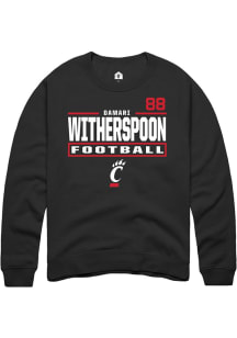 DaMari Witherspoon Cincinnati Bearcats Mens Black Football NIL Stacked Box Player Crew