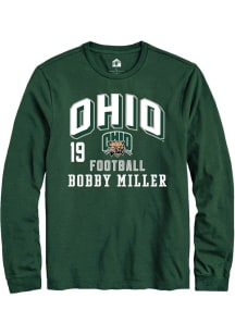 Bobby Miller Ohio Bobcats Green Football NIL Arch Logo Long Sleeve Player T Shirt