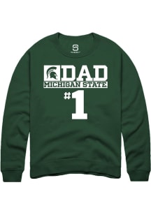 Summit Sportswear Michigan State Spartans Mens Green No 1 Dad Long Sleeve Crew Sweatshirt