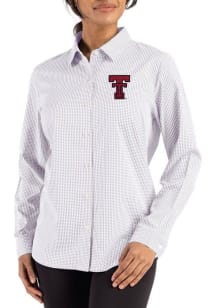 Cutter and Buck Texas Tech Red Raiders Womens Epic Confidence Gingham Long Sleeve Ash Dress Shirt