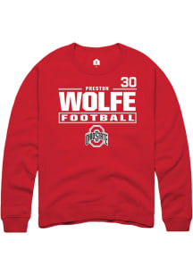 Preston Wolfe Ohio State Buckeyes Mens Red Football NIL Stacked Box Player Crew