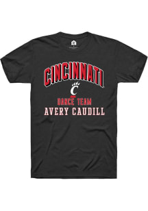 Avery Caudill Cincinnati Bearcats Black NIL Arch Logo Short Sleeve Player T Shirt