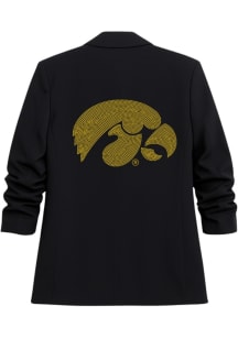 Iowa Hawkeyes Womens Black Tigerhawk Blazer Ruched Medium Weight Jacket