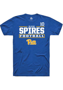 Blaine Spires Pitt Panthers Blue Football NIL Stacked Box Short Sleeve Player T Shirt