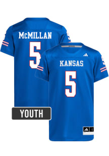 Nik Mcmillan Kansas Jayhawks Youth Royal Blue Adidas NIL Name And Number Football Jersey