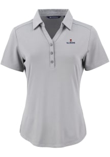 Cutter and Buck Illinois Fighting Illini Womens Ash Forge Eco Polo Short Sleeve Polo Shirt