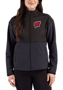Cutter and Buck Wisconsin Badgers Womens Black Hunts Point Eco Light Weight Jacket