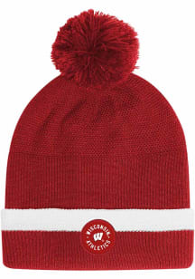 Under Armour Wisconsin Badgers Red Sideline Drive Pom Beanie Mens Knit Hat