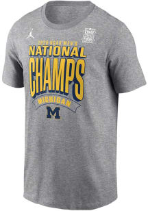 Nike Michigan Wolverines Grey 2026 Men's Basketball National Champions Short Sleeve T Shirt