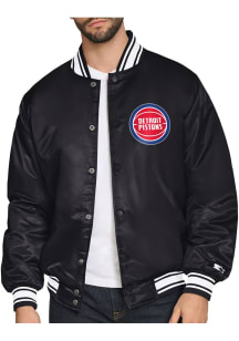 Starter Detroit Pistons Mens Black Triangle Satin Varisty Medium Weight Jacket