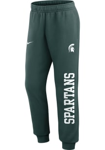 Nike Michigan State Spartans Mens Green Logo Leg Hit Sweatpants