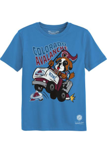 Bernie  Mitchell and Ness Colorado Avalanche Boys Blue Mascot Riding Zamboni Short Sleeve T-Shirt