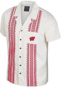 Colosseum Wisconsin Badgers Mens White Calculations Short Sleeve Dress Shirt