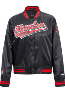 Pro Standard Houston Rockets Womens Black Script Tail Satin Light Weight Jacket